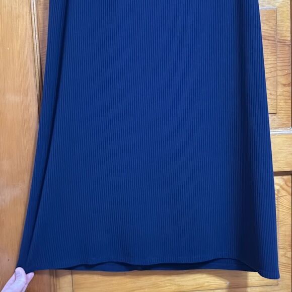 Reformation Sleeveless Navy Ribbed Knit Mod Dress Women’s Large - Picture 3 of 7